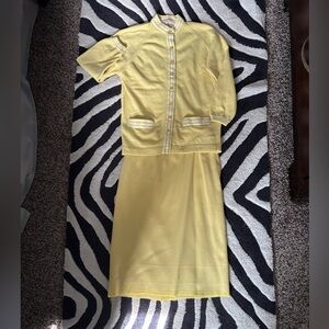 70's Vintage Lambs Wool Bobbie Brooks Yellow Knit Suit